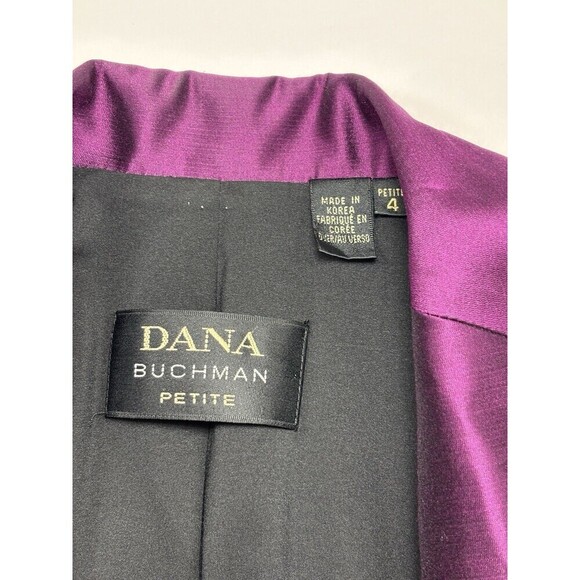 Dana Buchman Petite Formal Blazer Jacket Black Purple 4 Petite 4P - Picture 3 of 11